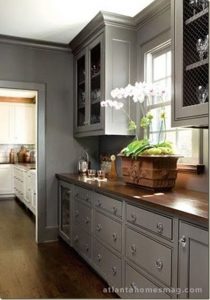 Rustic Kitchen Gray Cabinets 210x300 