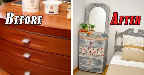 Bedroom Furniture Floral Fabric Chalk Paint Makeover