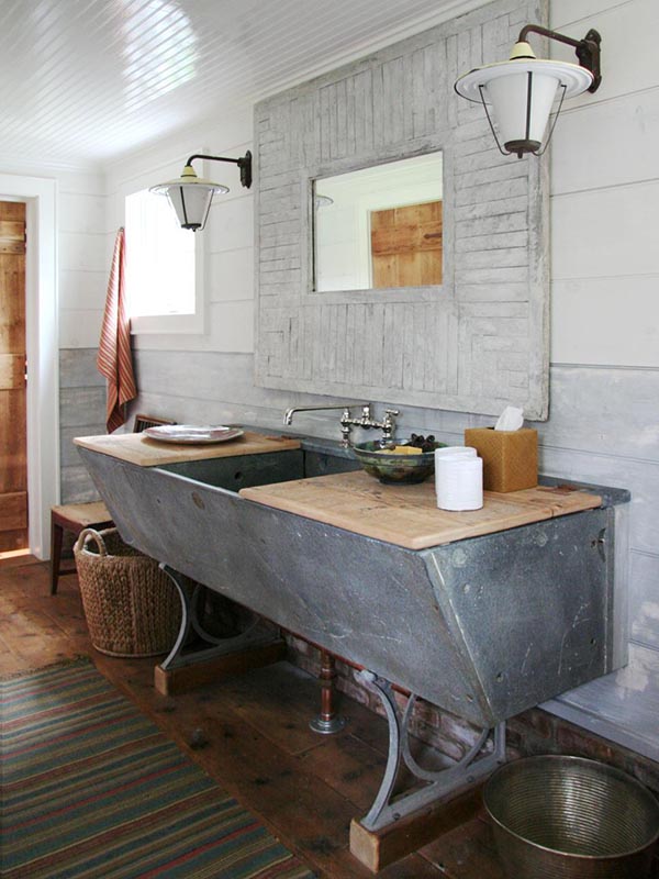 Diy concrete trough bathroom sink #troughsink #bathroom #farmhouse #sink #decorhomeideas
