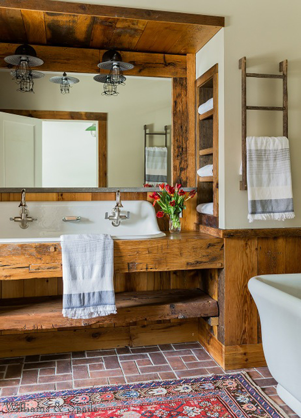 Farmhouse bathroom reclaimed wood #troughsink #bathroom #farmhouse #sink #decorhomeideas