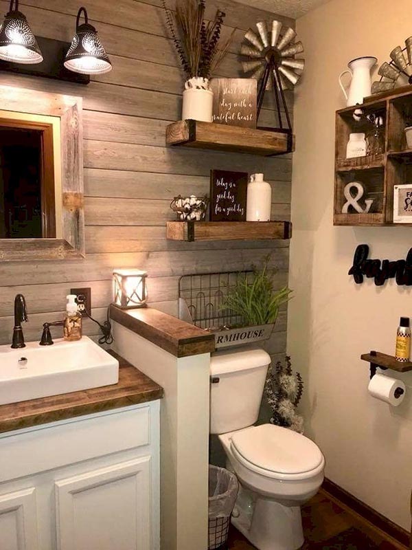 primitive country rustic bathroom