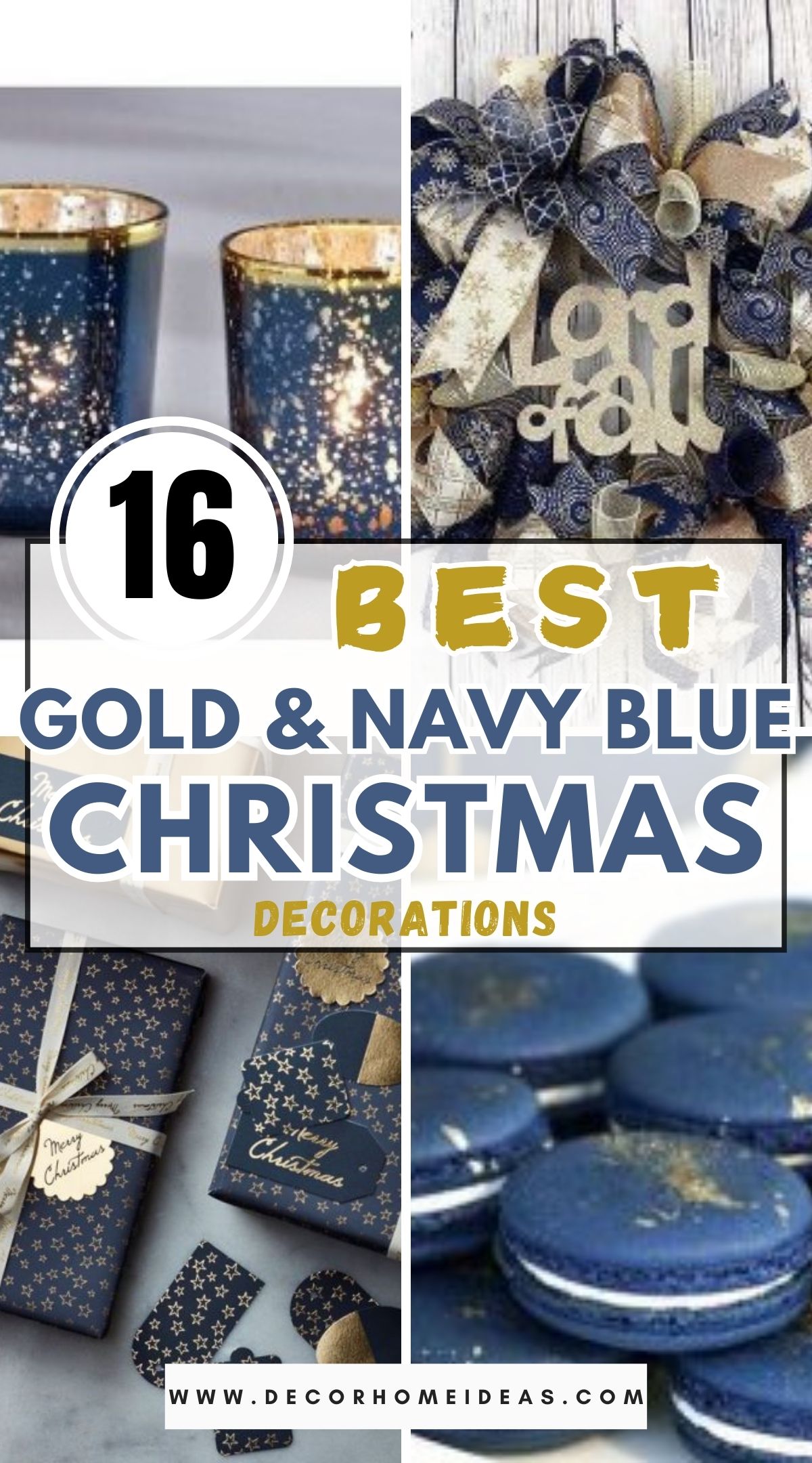 16 Gold and Navy Blue Christmas Decorations 1