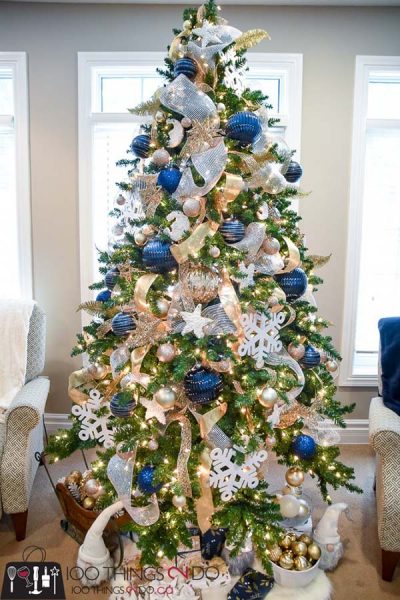 16 Exquisite Gold and Navy Blue Christmas Decorations