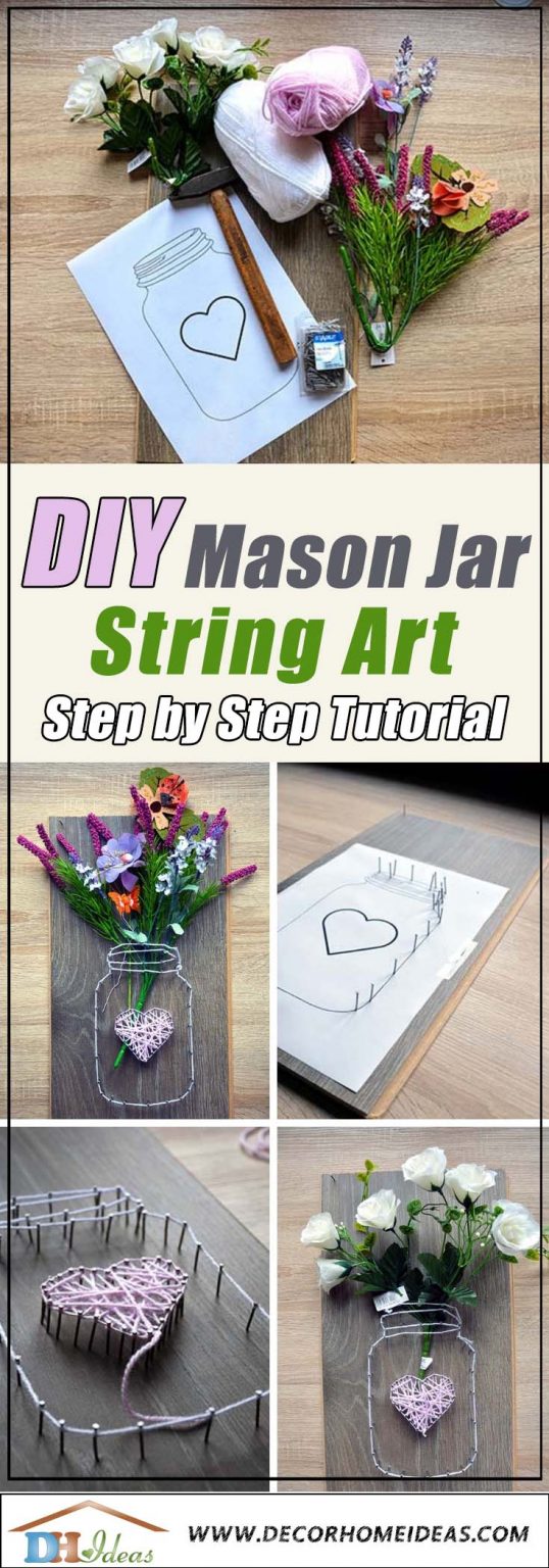 Mason Jar String Art Step By Step Tutorial Free Template