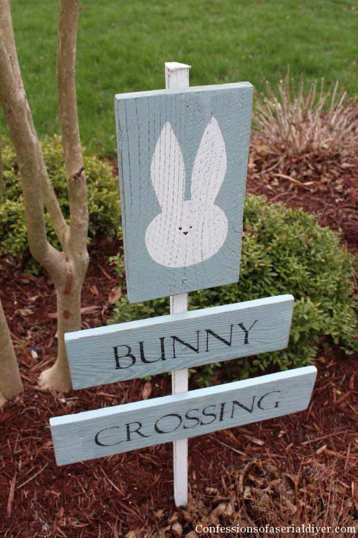 Bunny Crossing Sign Board #easter #decoration #spring #diy #decorhomeideas