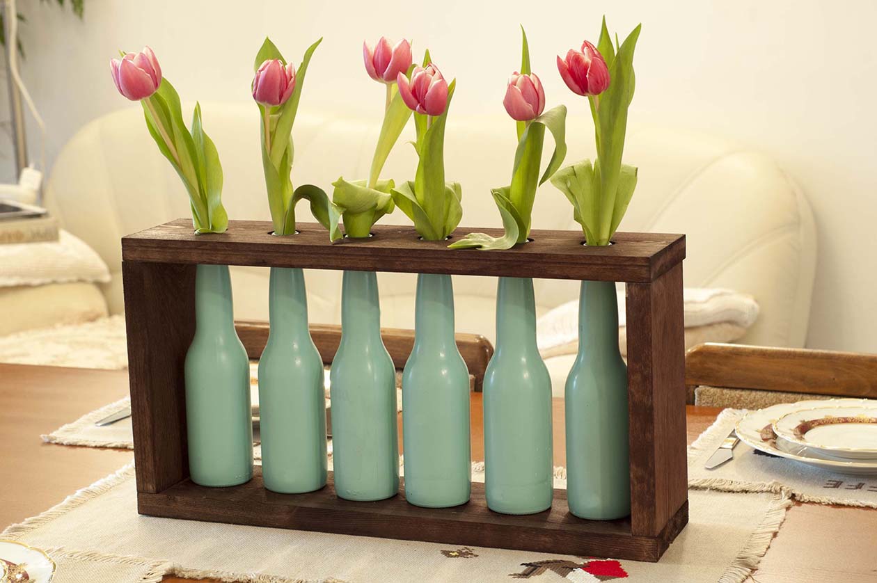 DIY Corona Extra Bottles Wooden Vase