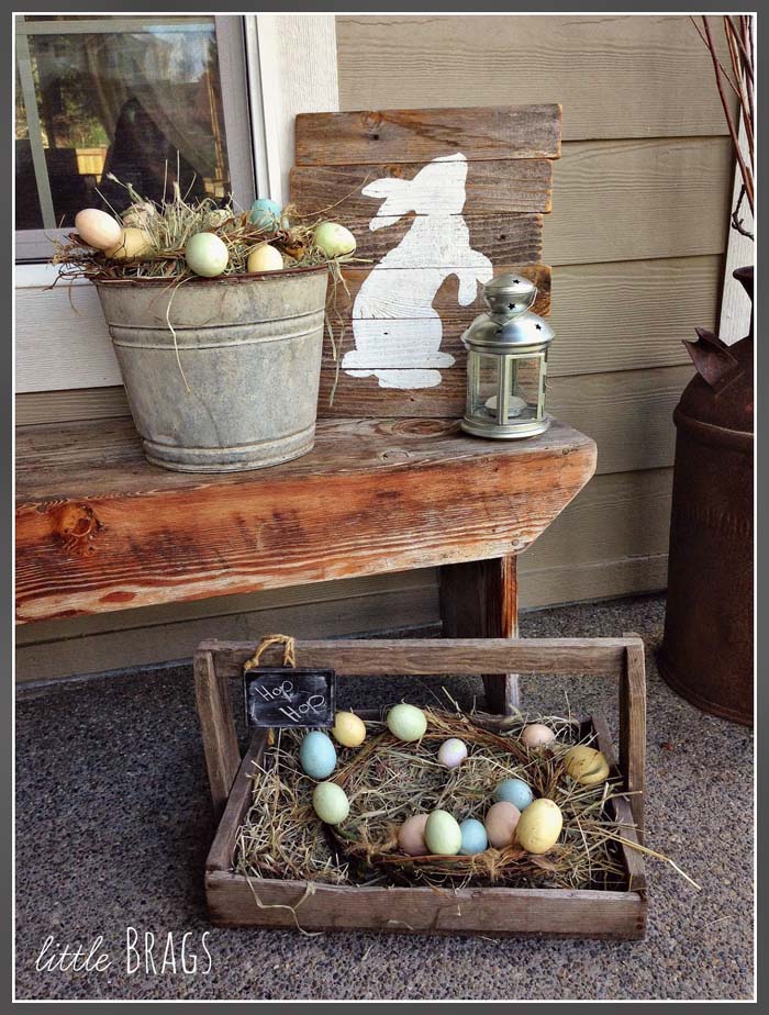 Rustic Easter Porch #easter #diy #porch #decor #decorhomeideas