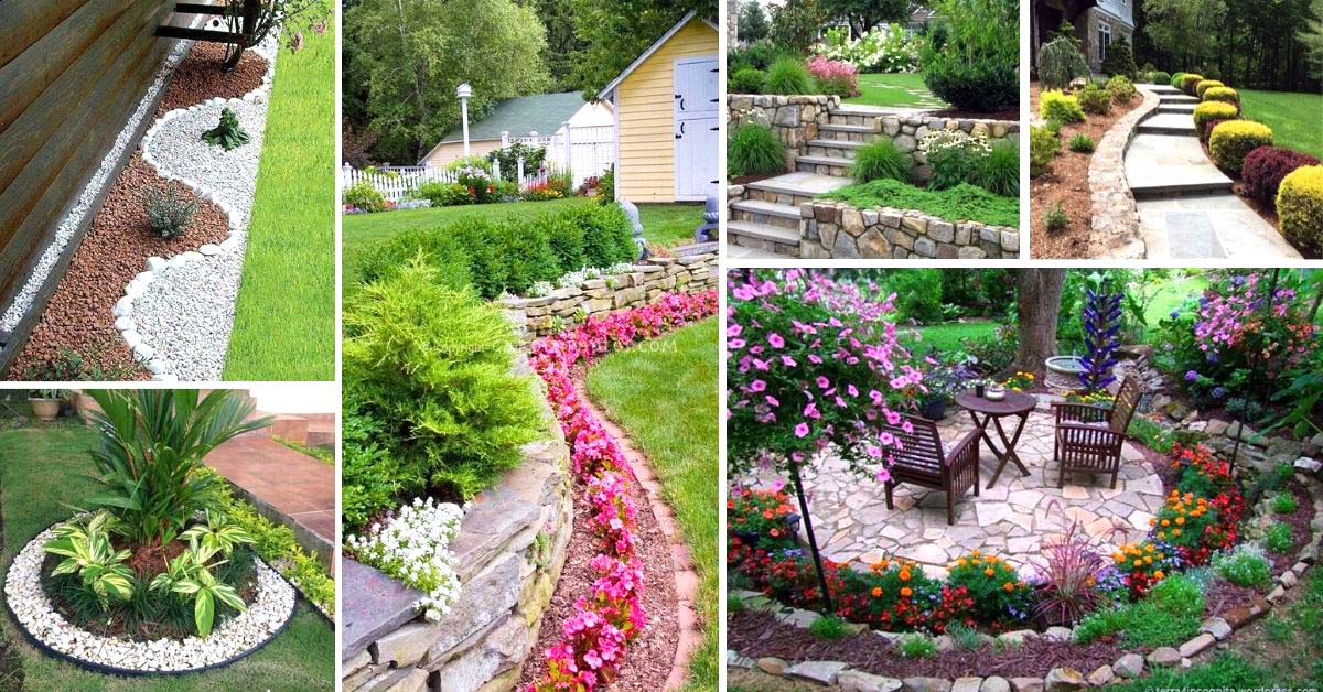 20 Fabulous Garden Bed Edgings With Pebbles And Rocks | Decor Home Ideas