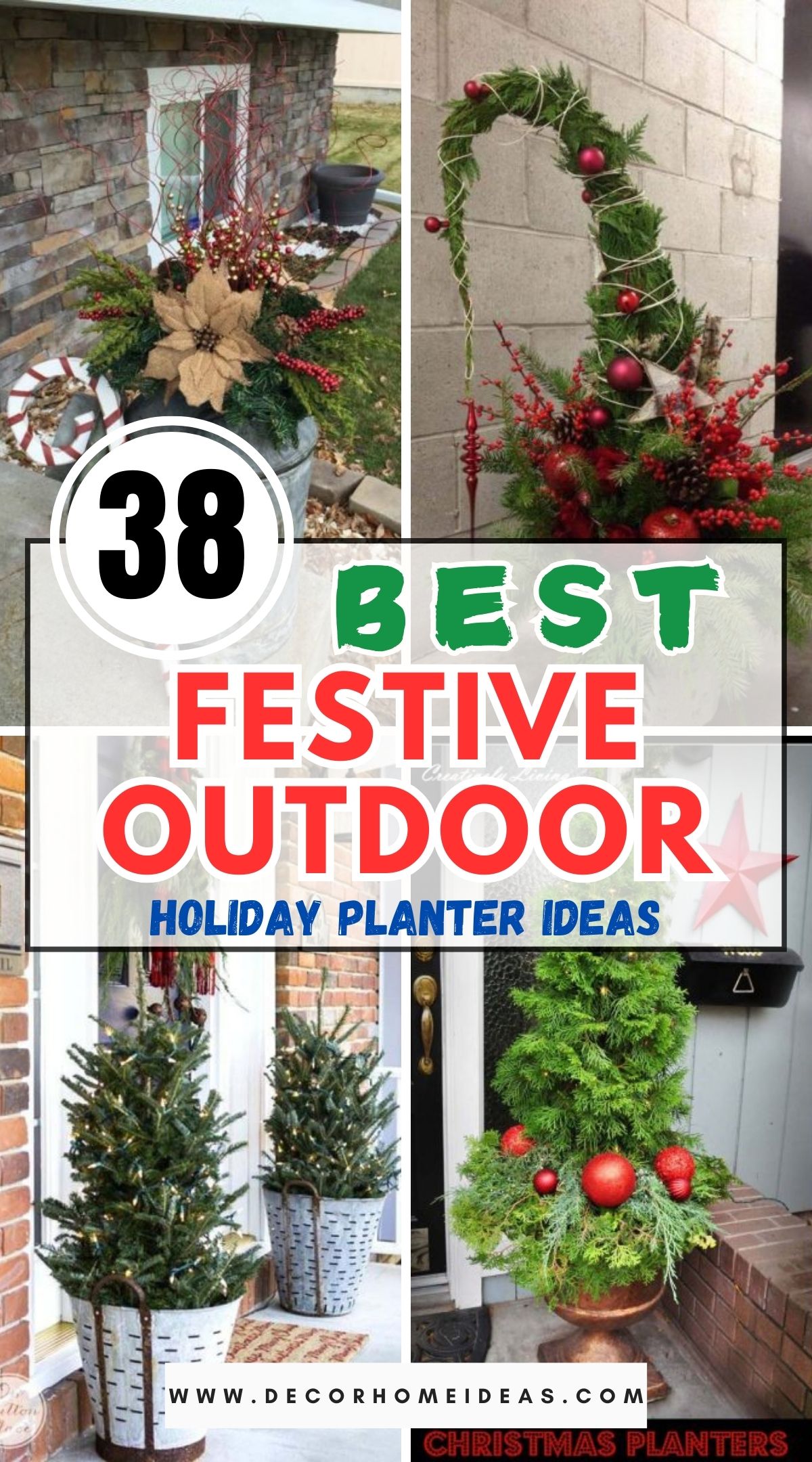 38 Festive Outdoor Holiday Planter Ideas 1