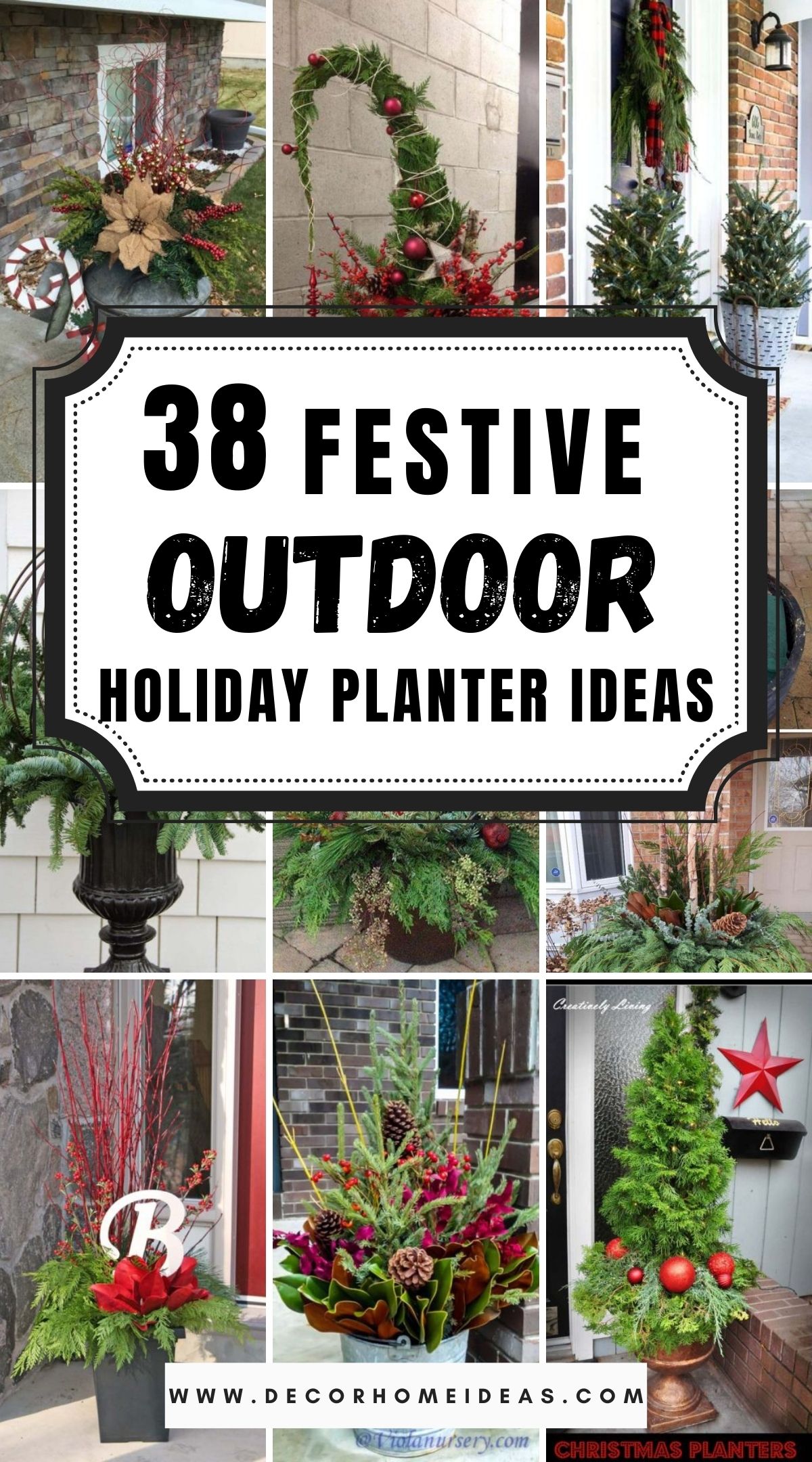 38 Festive Outdoor Holiday Planter Ideas 2