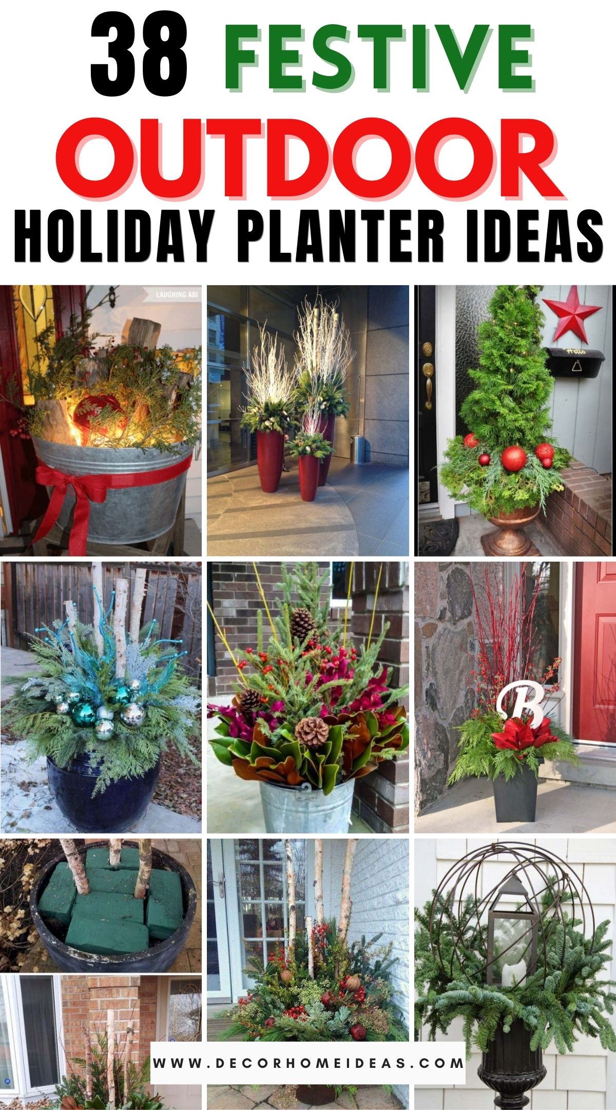 38 Festive Outdoor Holiday Planter Ideas 3