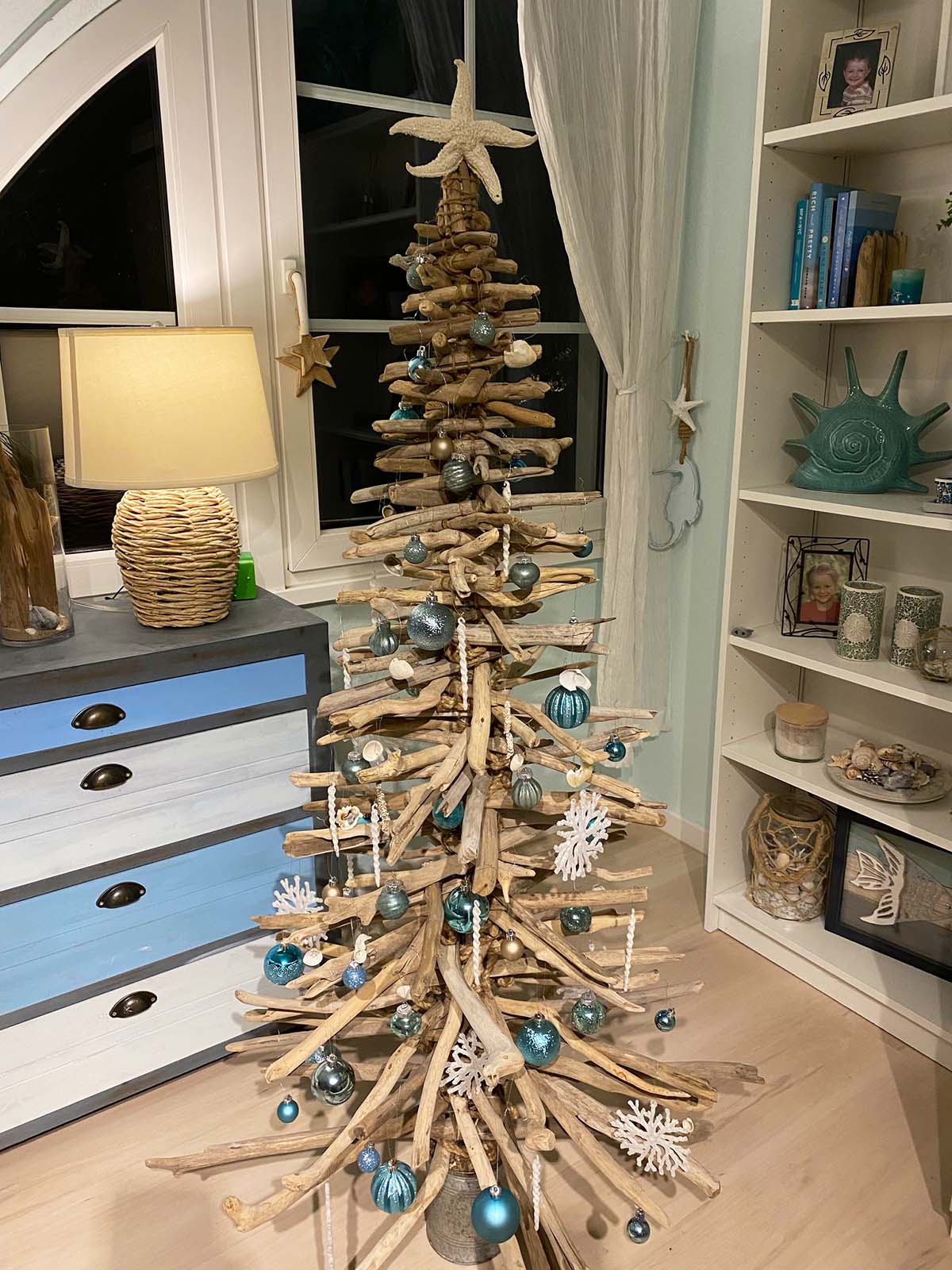 elegant driftwood christmas tree coastal accents.jpg