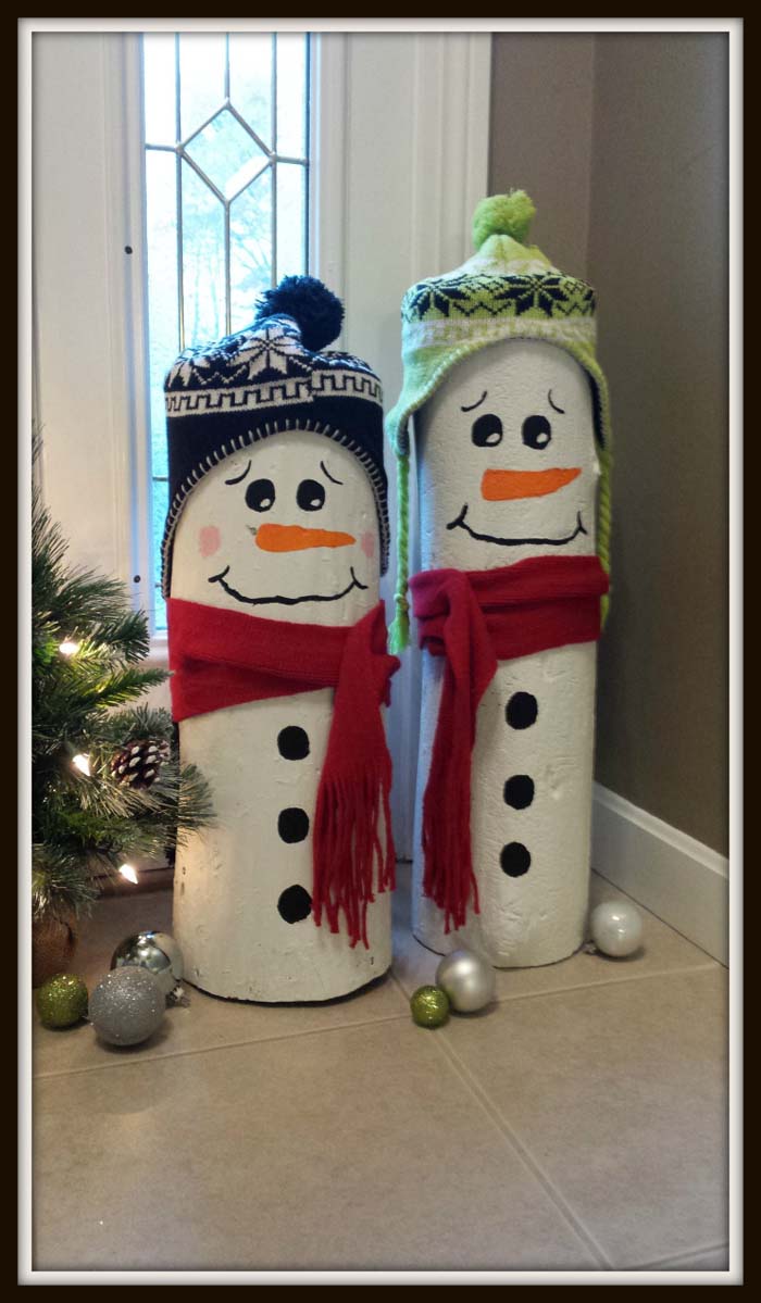 DIY Idea Log Snowmen #Christmas #snowman #crafts #decorhomeideas