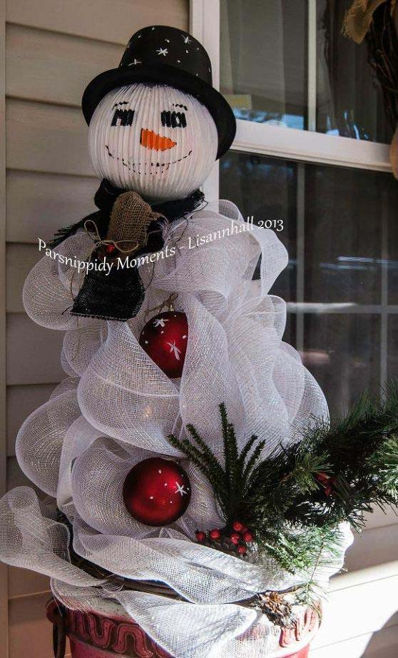 Snowman From Tomato Cages #Christmas #snowman #crafts #decorhomeideas