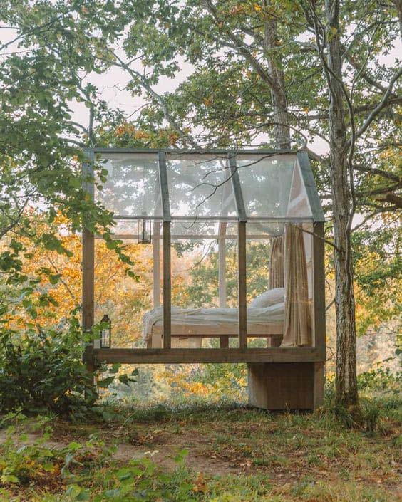 Airy Glass Cabin in the Woods #backyardhouse #decorhomeideas