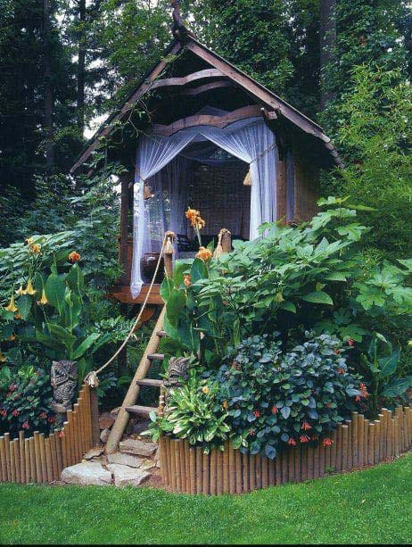 Hidden Cottage in the Trees #backyardhouse #decorhomeideas