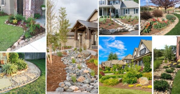 28 Beautiful Front Yard Landscaping Ideas With Rocks and Mulch