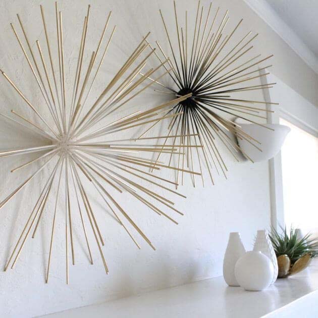 DIY Bamboo Skewer Wall Decor #decorhomeideas