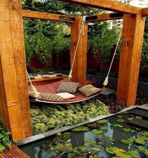 A Hammock Is Another Great Thing To Build Near The Pond. Perfect Place For Daydreaming
