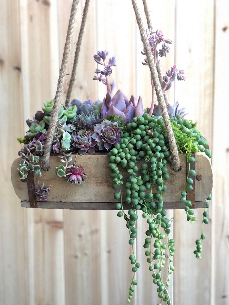 Hanging Wooden Planter