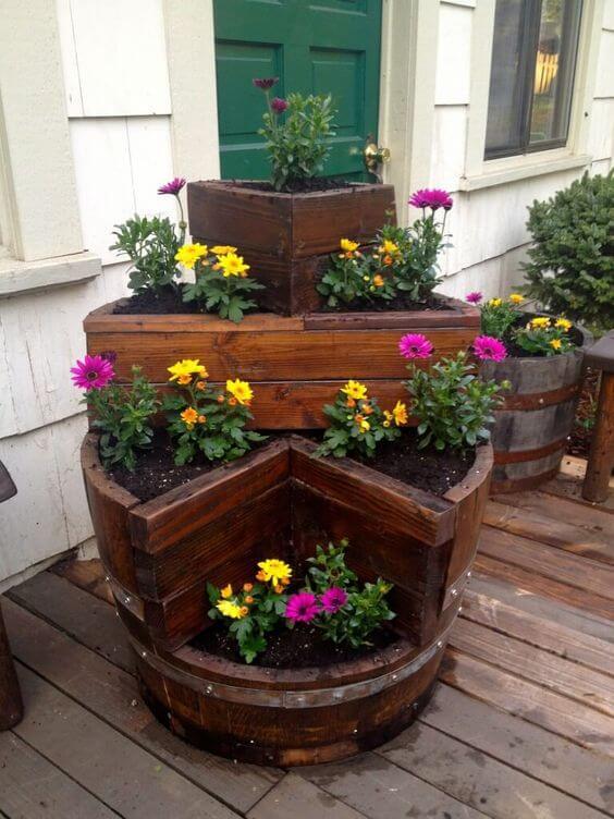 Wine Barrel Flower Pot