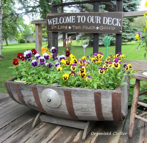 Wine Barrel Flower Pot