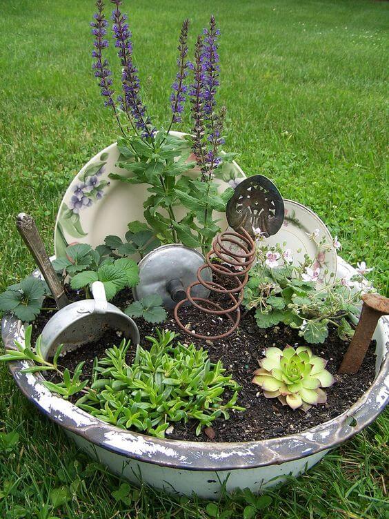 Vintage Miniature Junk Garden