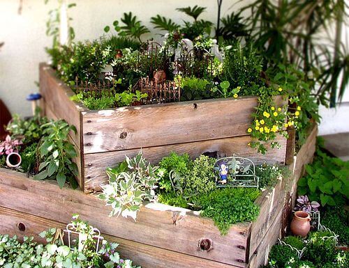 A Wood Crate Fairy Garden