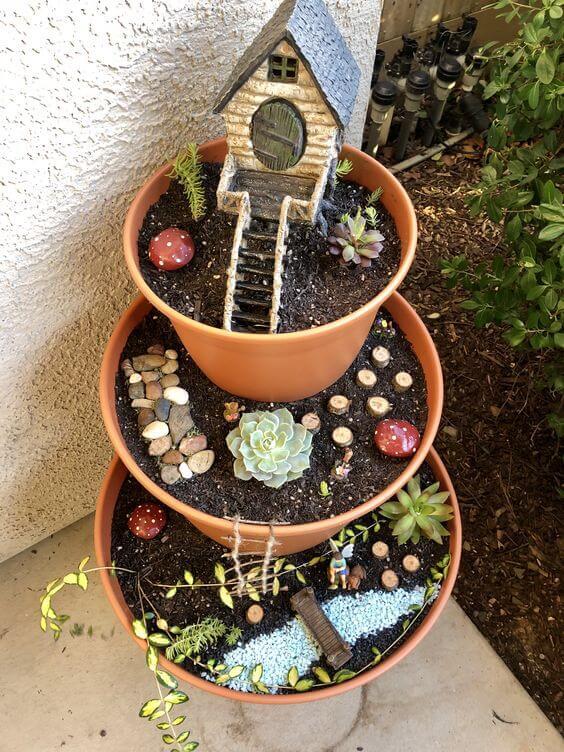 Stacked Pot Miniature Junk Garden