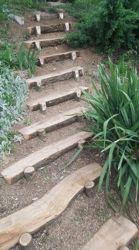 Garden Step Made By Logs