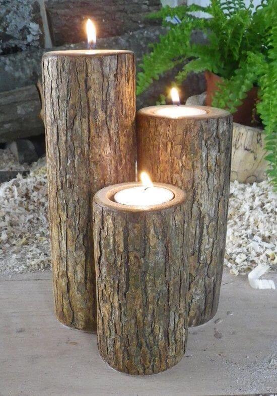 Log Candle Holder