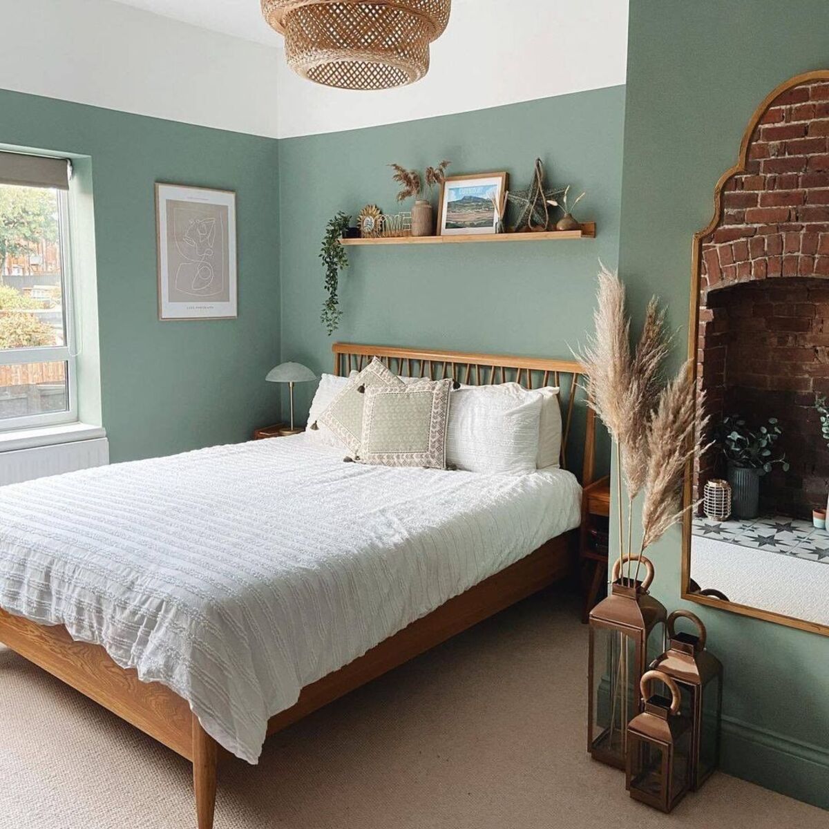 11 boho sage green bedroom 6