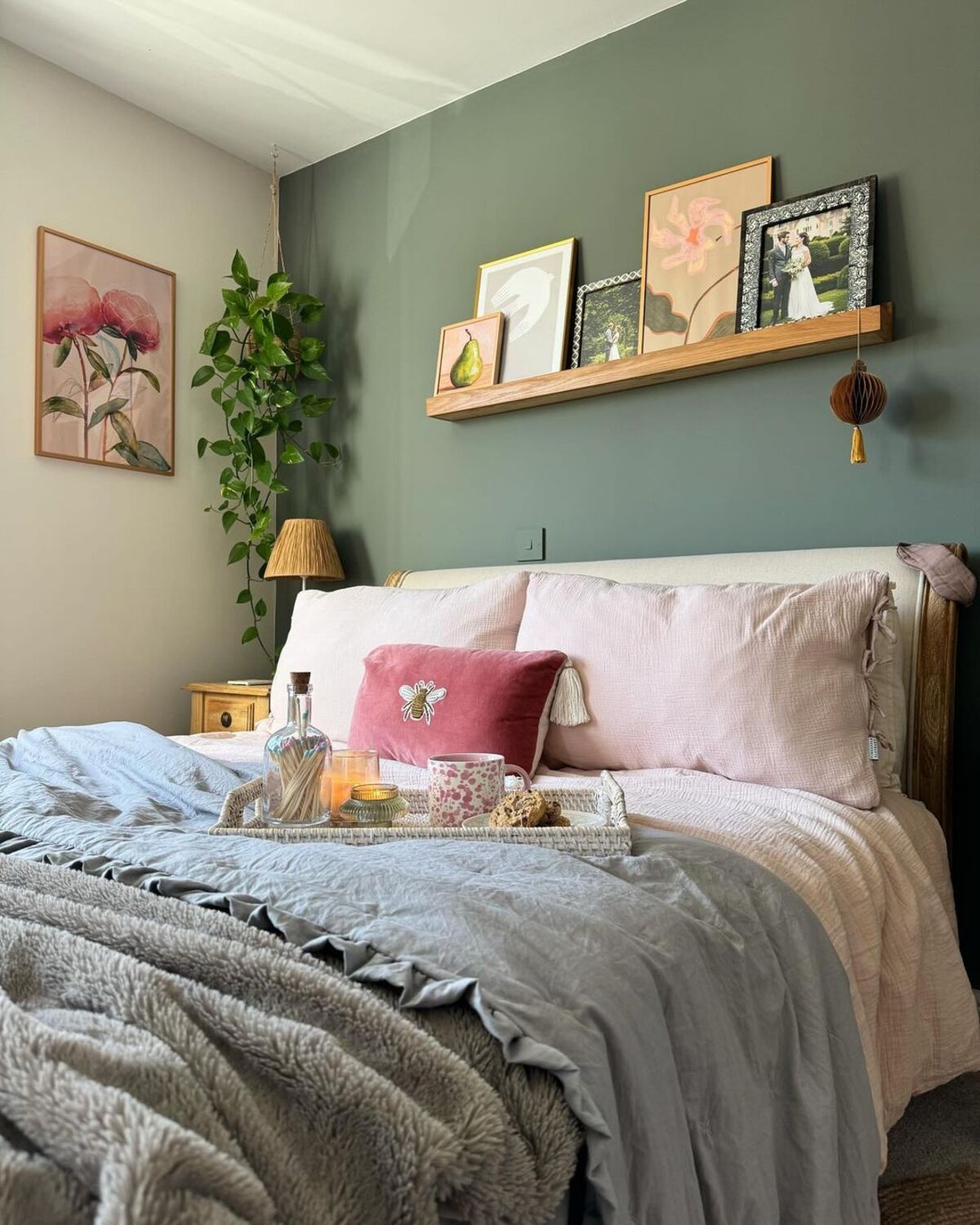 11 boho sage green bedroom 9