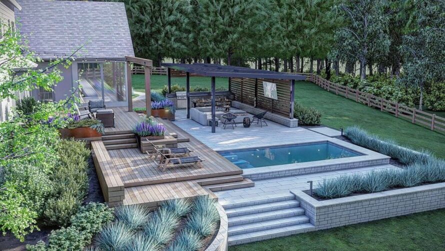 creative landscaping ideas for above ground pools 9