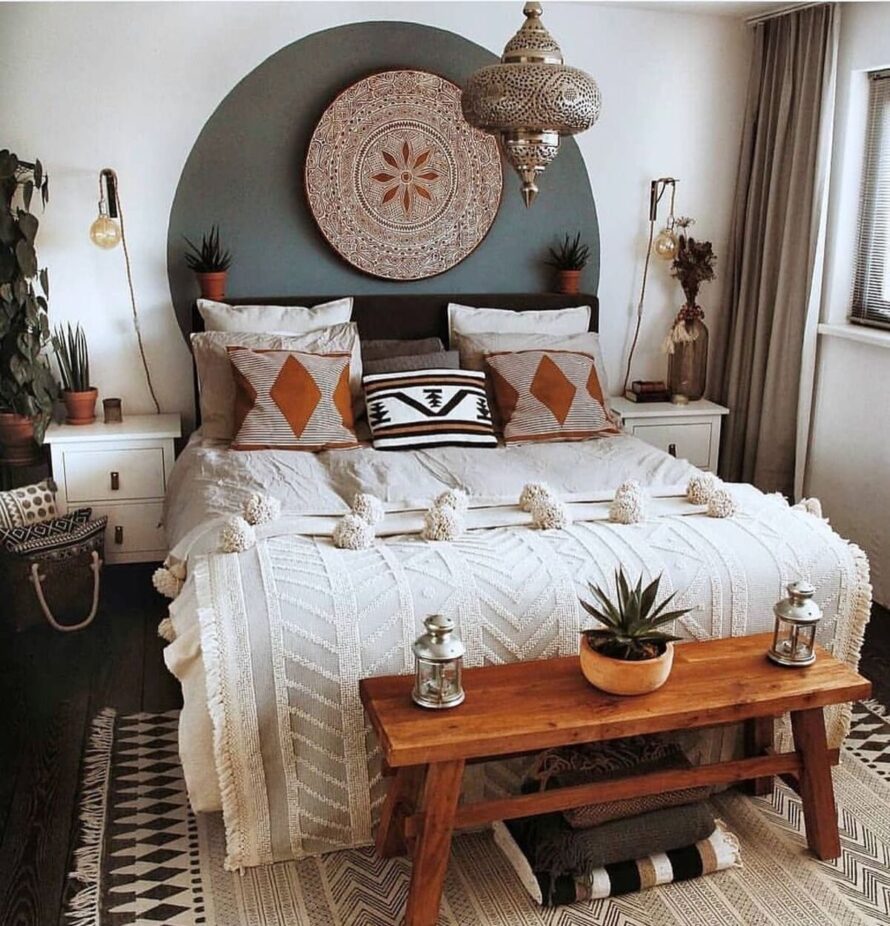 provide a guide on incorporating bohemian elements into bedroom design 16