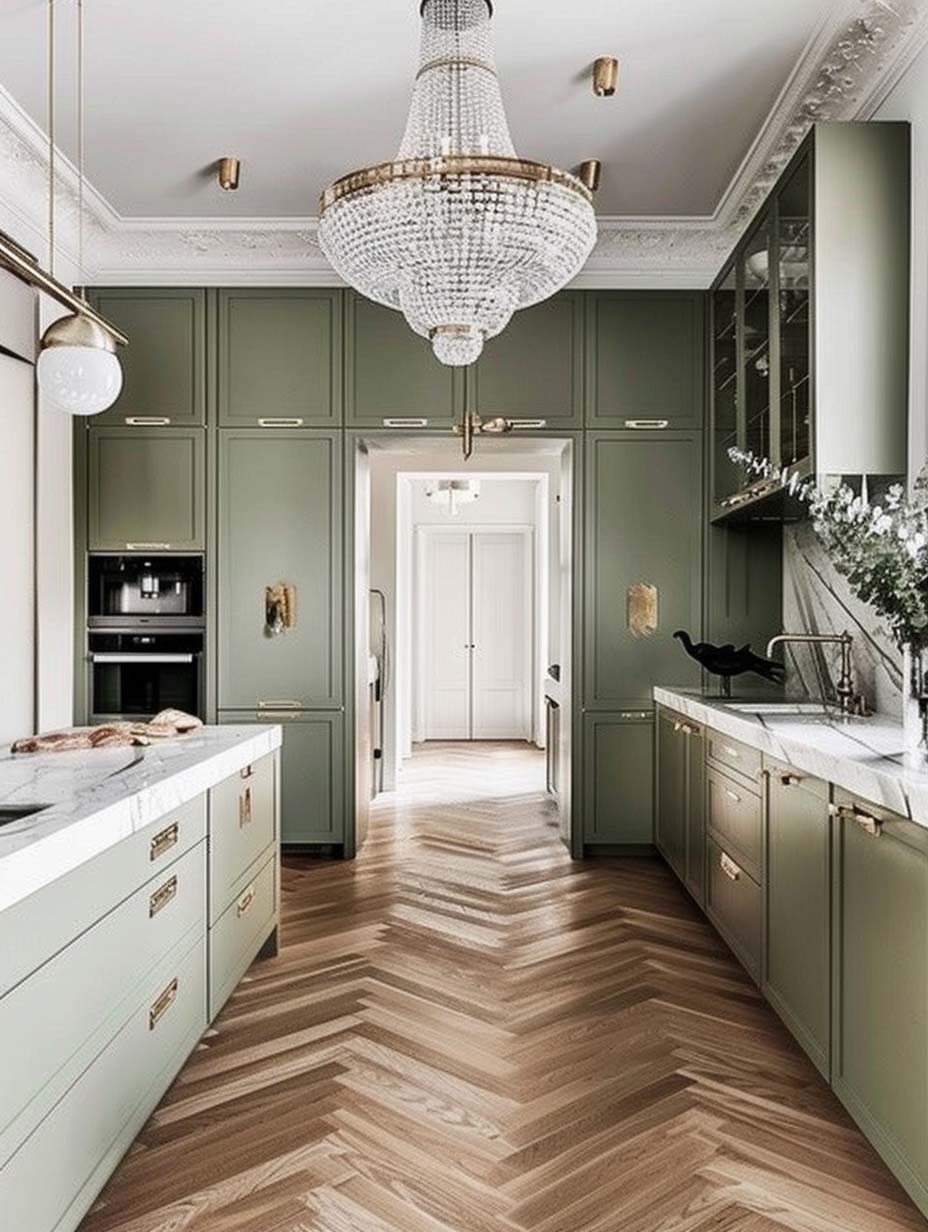 10. Sage Green and Gold Accents