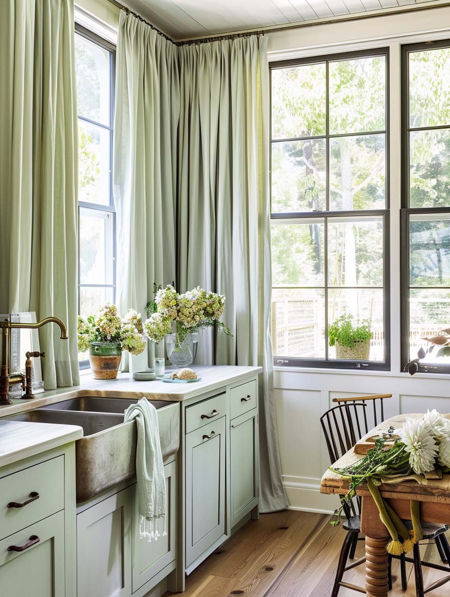 12. Sage Green Window Treatments