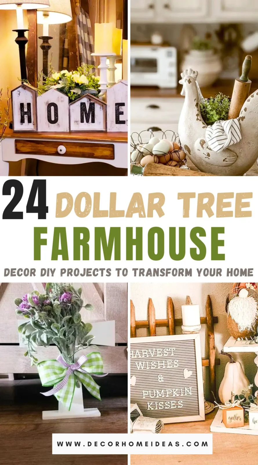 Discover 24 ingenious Dollar Tree farmhouse decor DIY projects that will transform your home on a budget. From rustic wall art to charming table centerpieces, these simple and affordable crafts add a cozy, farmhouse touch to any room. Get inspired to elevate your home decor with these creative ideas!