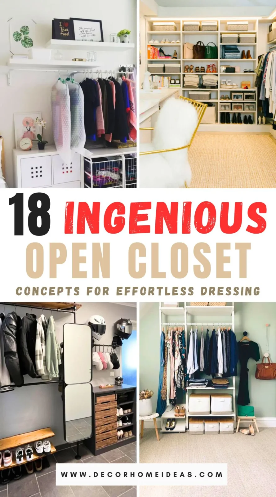 Discover 18 ingenious open closet concepts designed to make your dressing routine effortless and enjoyable. From minimalist racks to stylish shelving units, these ideas maximize space and add flair to any bedroom. Explore how to keep your wardrobe organized and accessible, transforming your mornings with ease and elegance.