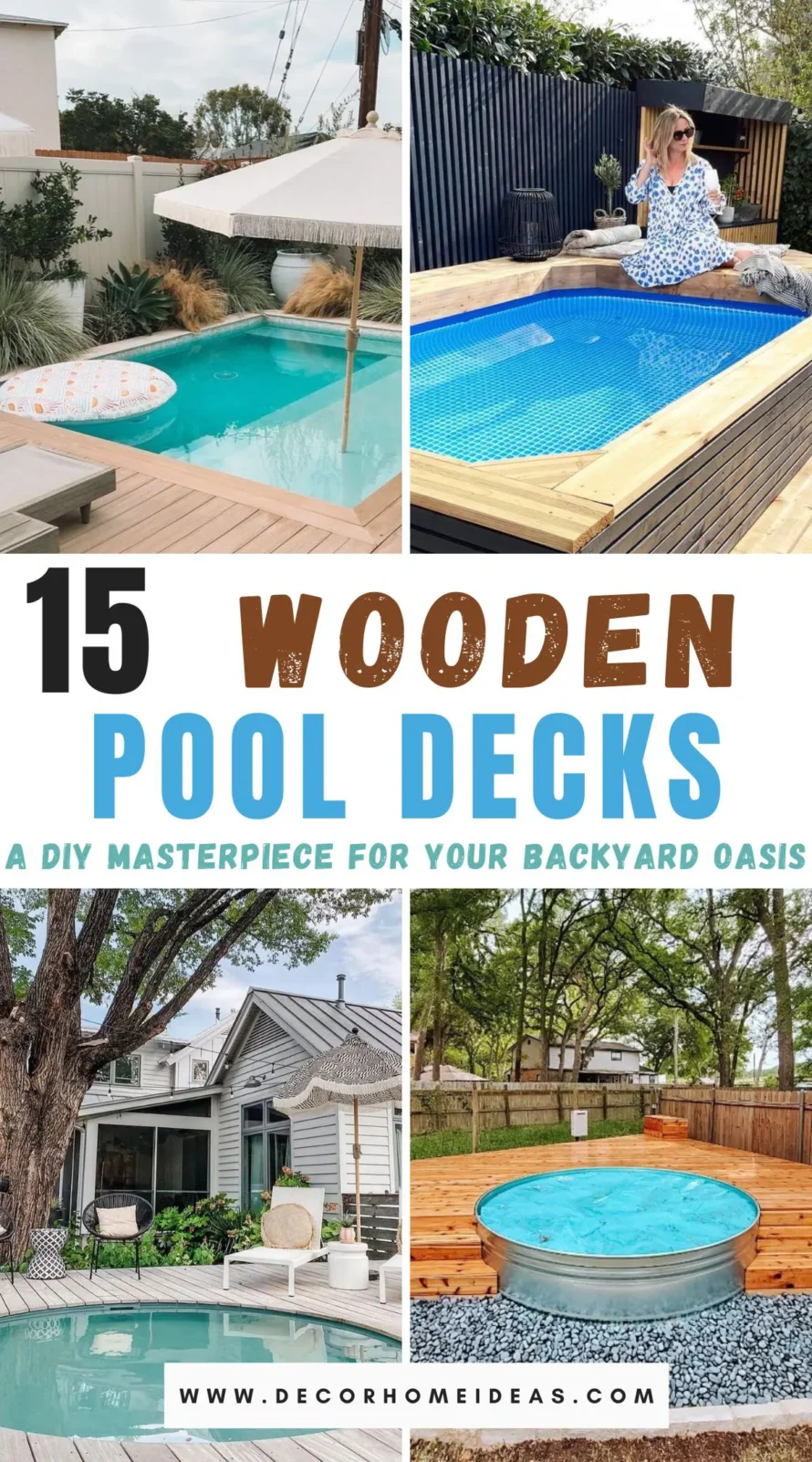 Discover how to transform your backyard into a serene retreat with 15 DIY wooden pool deck designs. Each project combines style, functionality, and a touch of personal flair to elevate your outdoor space. Dive in and explore how you can create your own backyard oasis!