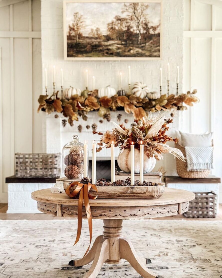 elegant neutral fall decor ideas 13