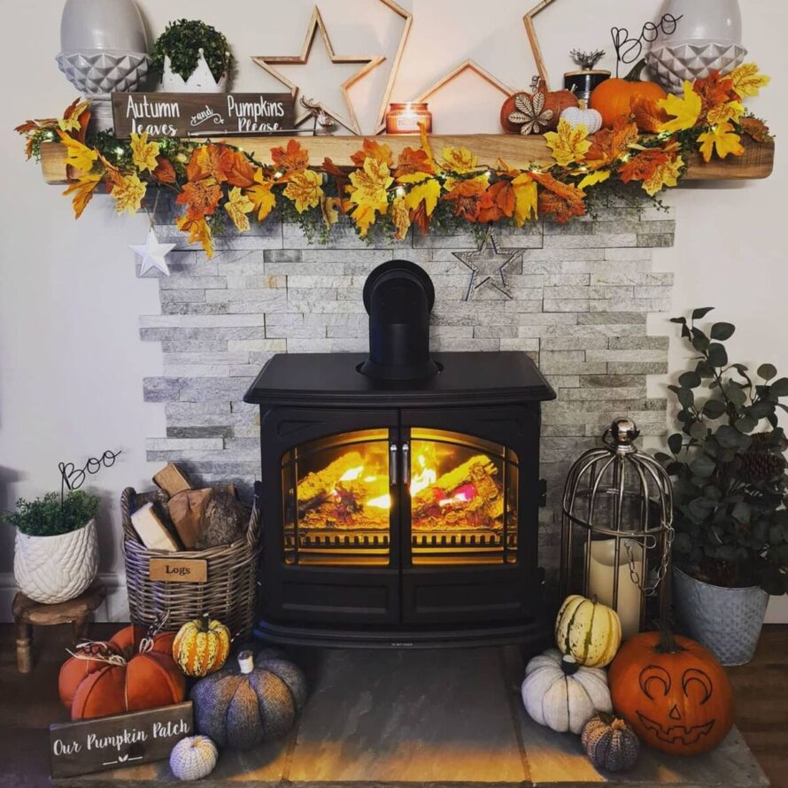 warm and inviting fall fireplace decor ideas 11