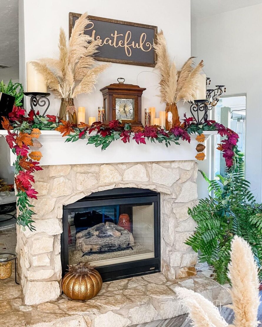 warm and inviting fall fireplace decor ideas 13