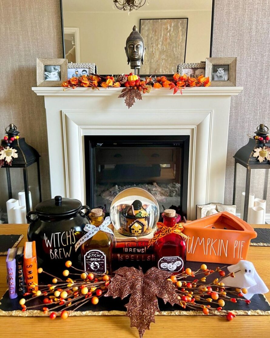 warm and inviting fall fireplace decor ideas 15