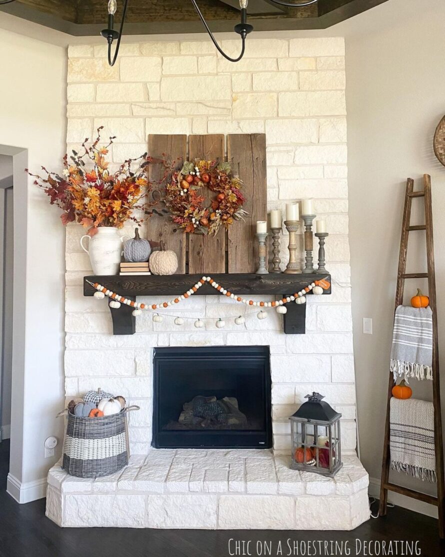 warm and inviting fall fireplace decor ideas 20