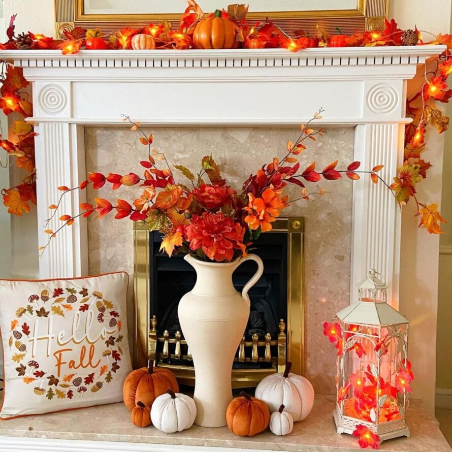 warm and inviting fall fireplace decor ideas 6