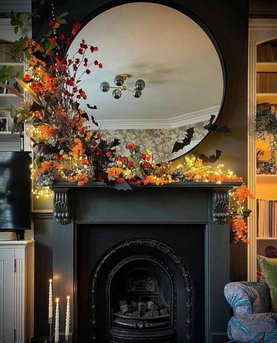 warm and inviting fall fireplace decor ideas 7