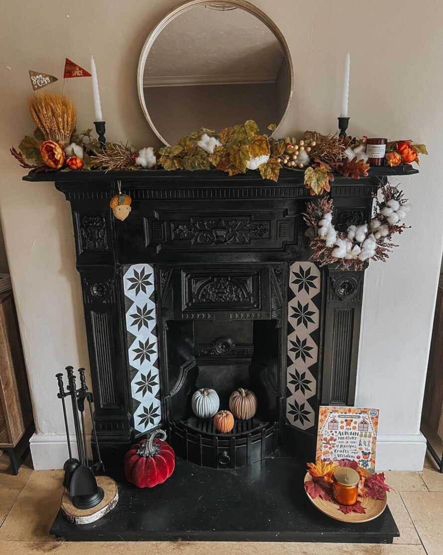 warm and inviting fall fireplace decor ideas 8