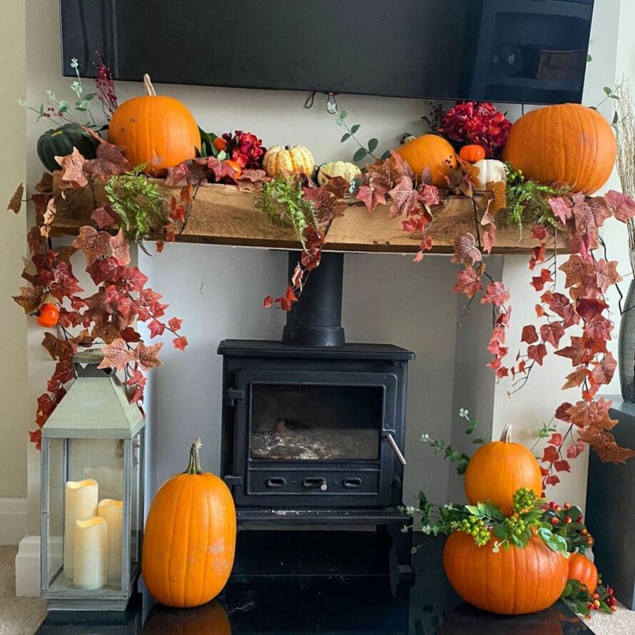 warm and inviting fall fireplace decor ideas 9