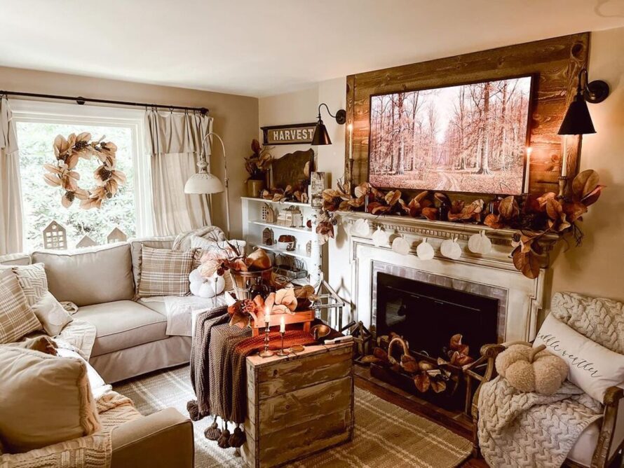 autumn inspired fall living room decor ideas 17